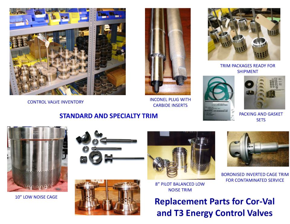 Cor-Val valve parts, Corval valve parts. T3 Energy valve parts